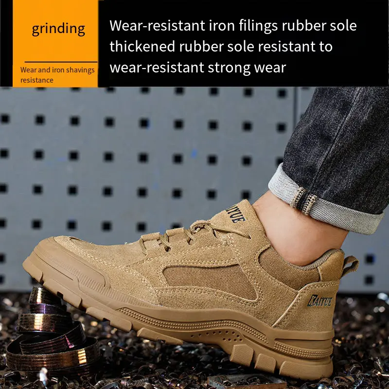 Outdoor Safety Protect Shoes Men Steel Toe Anti-smashing Anti-piercing Wear-resistant Odor Proof Anti Slip Work Shoes