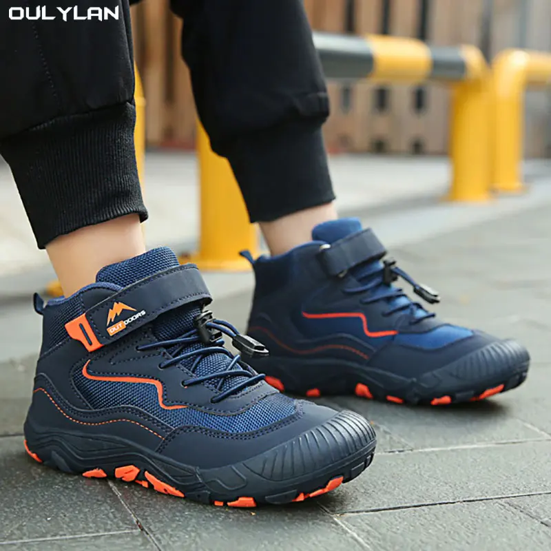 Oulylan Spring Children's Mid-top Lace-up Shoes Casual Shoes Breathable Mesh Shoes Boys Girls Outdoors Anti-slip Running Shoes