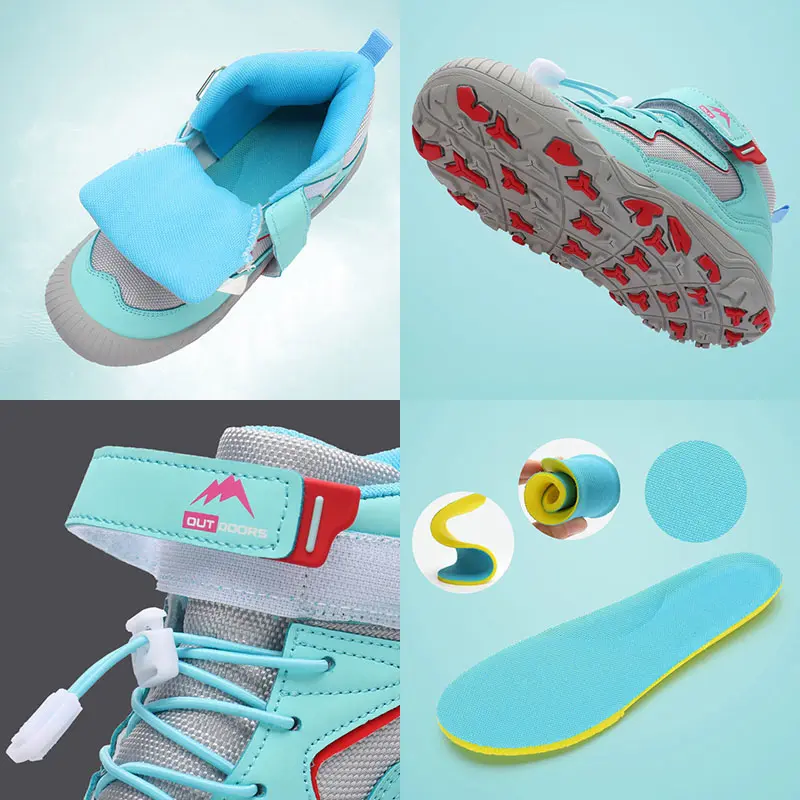 Oulylan Spring Children's Mid-top Lace-up Shoes Casual Shoes Breathable Mesh Shoes Boys Girls Outdoors Anti-slip Running Shoes