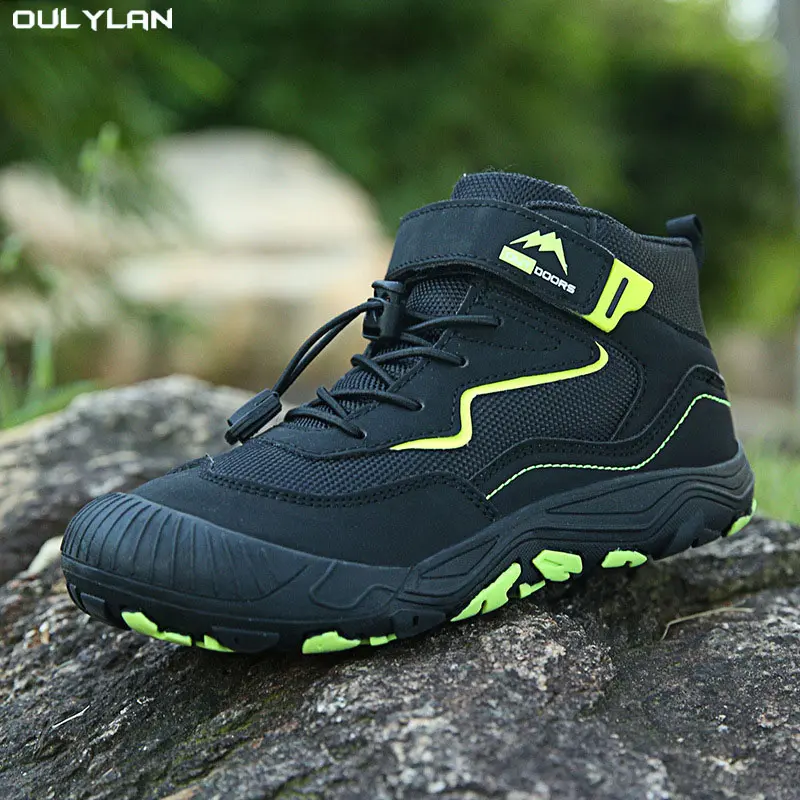 Oulylan Spring Children's Mid-top Lace-up Shoes Casual Shoes Breathable Mesh Shoes Boys Girls Outdoors Anti-slip Running Shoes