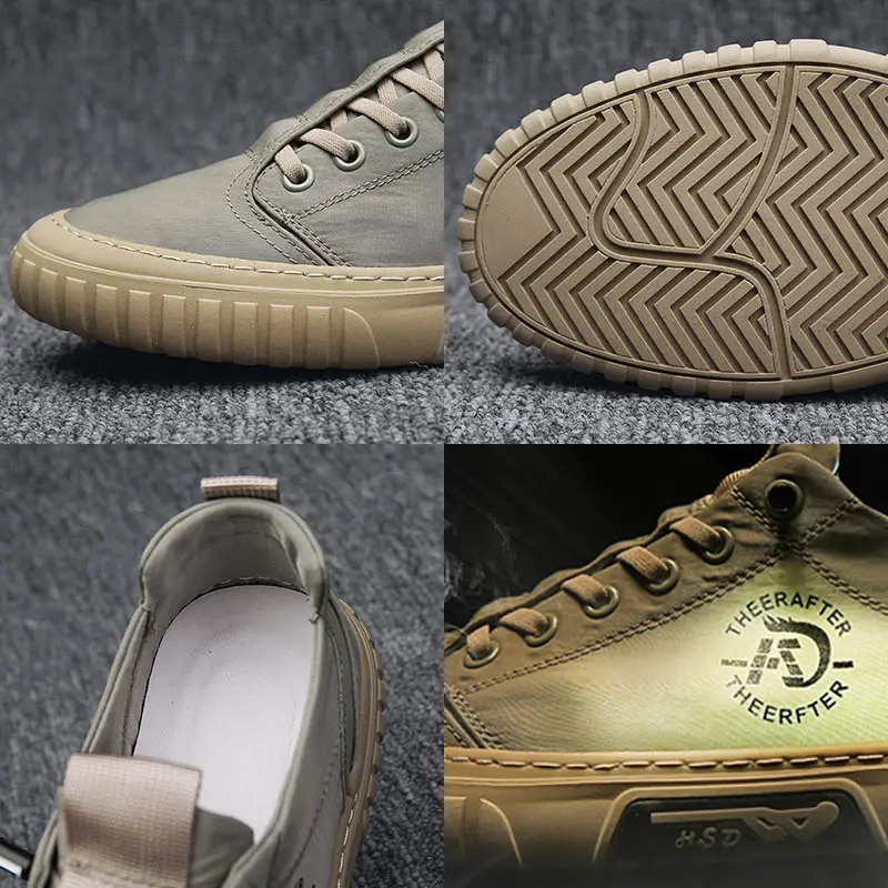 2025 Spring Rubber-soled Anti-slip Wear-resistant Sports Shoes New Men Casual Sneakers Breathable Leather Fashion Walking Shoes
