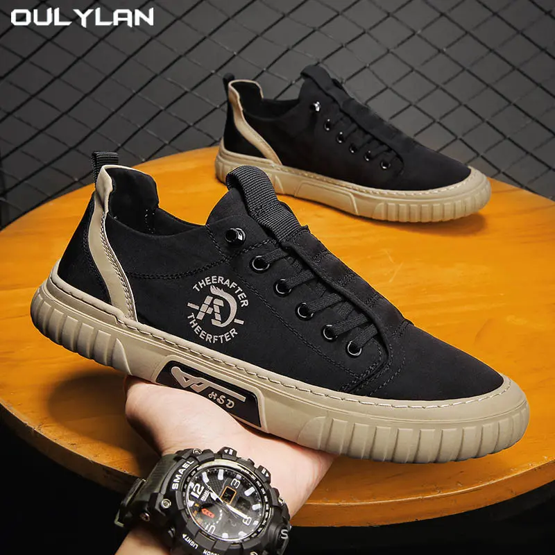2025 Spring Rubber-soled Anti-slip Wear-resistant Sports Shoes New Men Casual Sneakers Breathable Leather Fashion Walking Shoes