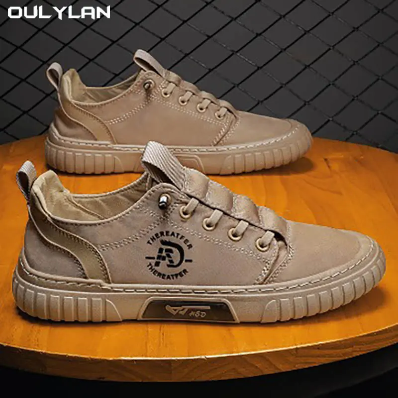 2025 Spring Rubber-soled Anti-slip Wear-resistant Sports Shoes New Men Casual Sneakers Breathable Leather Fashion Walking Shoes