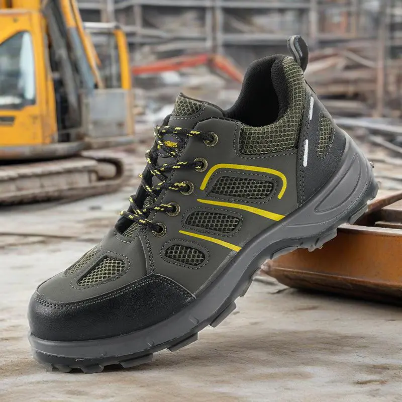 Work Safety Shoes Men Lightweight Breathable Anti-slip Wear-resistant Smash-proof Puncture-proof Protective Shoes