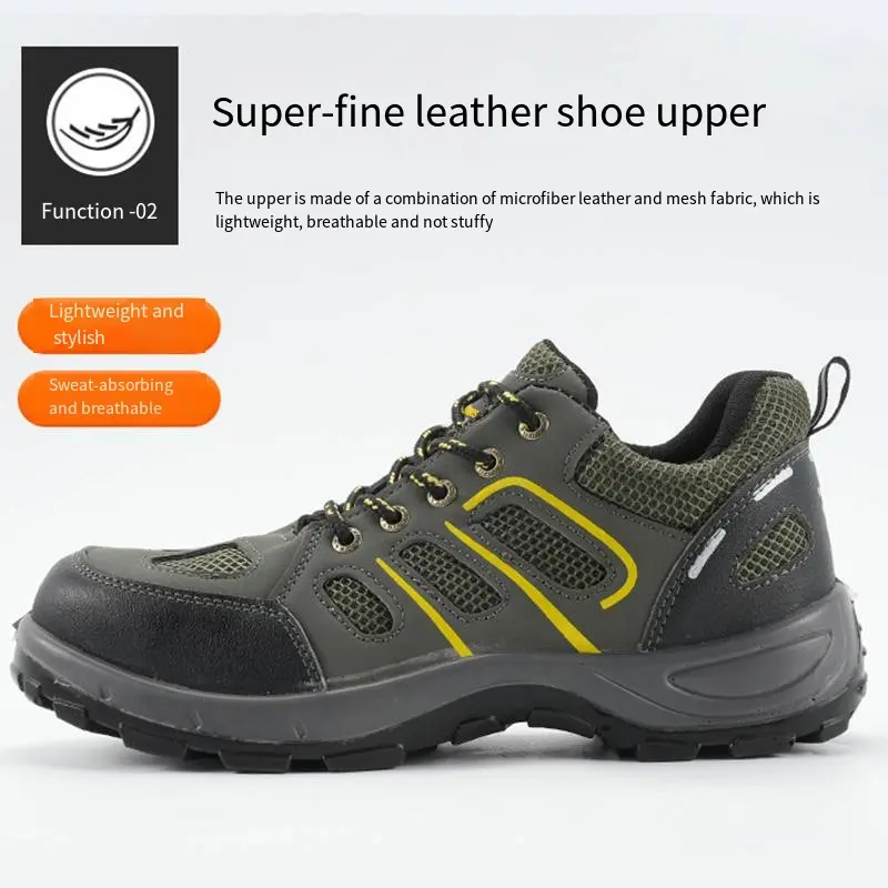 Work Safety Shoes Men Lightweight Breathable Anti-slip Wear-resistant Smash-proof Puncture-proof Protective Shoes