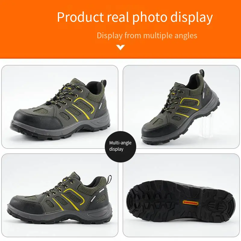 Work Safety Shoes Men Lightweight Breathable Anti-slip Wear-resistant Smash-proof Puncture-proof Protective Shoes