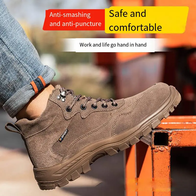 2025 Anti-smashing Anti-puncture Steel Toes New Men's Safety Shoes Breathable Lightweight Work Shoes Wear-resistant Soft Sole