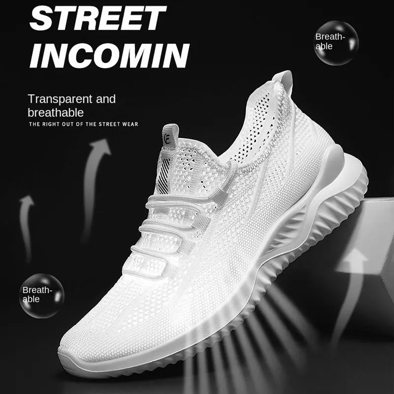 Oulylan Male Solid Classical Sports Shoes Lace-up Comfortable Anti Slip Sneaker Mesh Breathable Ultra Light Walking Footwear