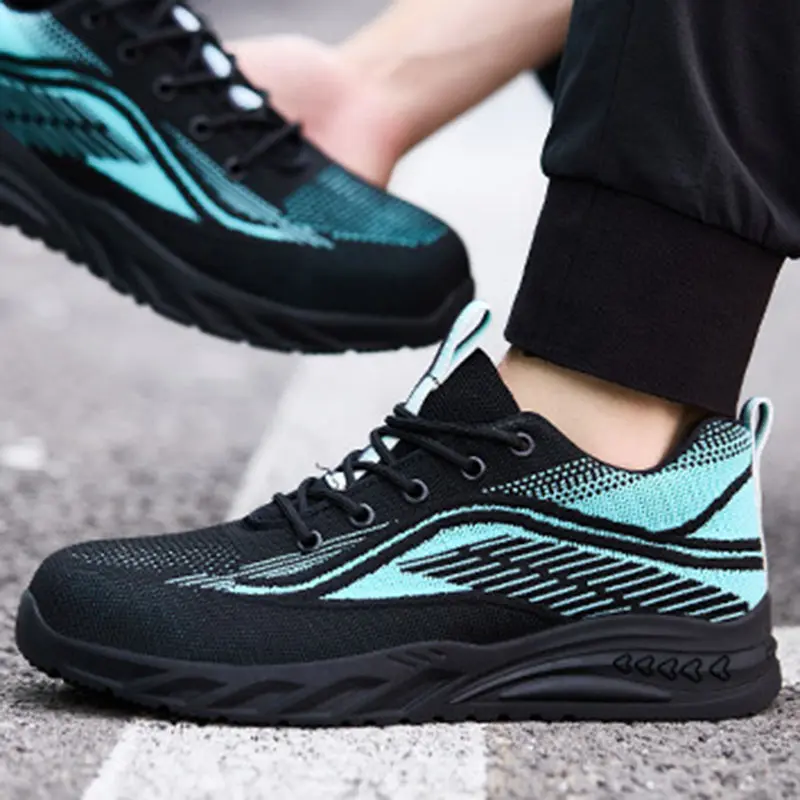 Fashion Anti Smashing Protective Shoes Durable Women Safety Shoe Comfort Insole Workshoes Breathable Fyknit Upper Sportshoes