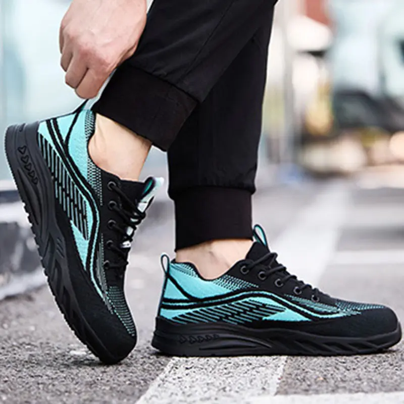 Fashion Anti Smashing Protective Shoes Durable Women Safety Shoe Comfort Insole Workshoes Breathable Fyknit Upper Sportshoes