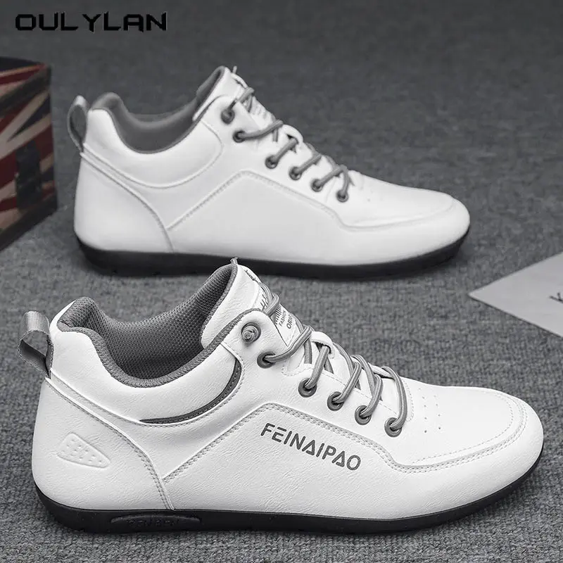 Best-selling Men's Fashionable Casual Sneakers Lace-up Anti-slip Business Work Leather Shoes Flat Breathable Walking Shoes