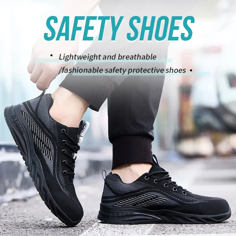 Fashion Anti Smashing Protective Shoes Durable Women Safety Shoe Comfort Insole Workshoes Breathable Fyknit Upper Sportshoes
