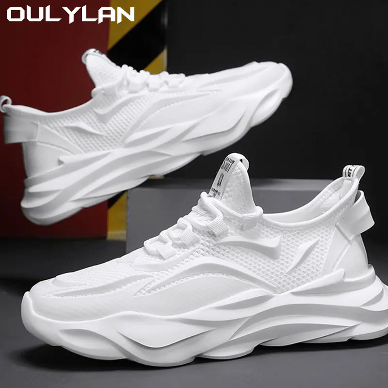 Oulylan Fashion Men Sport Shoes Casual Sneakers Outdoor Breathable Lightweight White Black Running Shoes Men Tennis Shoes