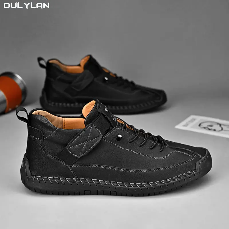 Low Top Large Size Outdoor Casual Shoes 2025 Hot-sale Men's Martin Boots Leather Workwear Stitched Men's Walking Footwear