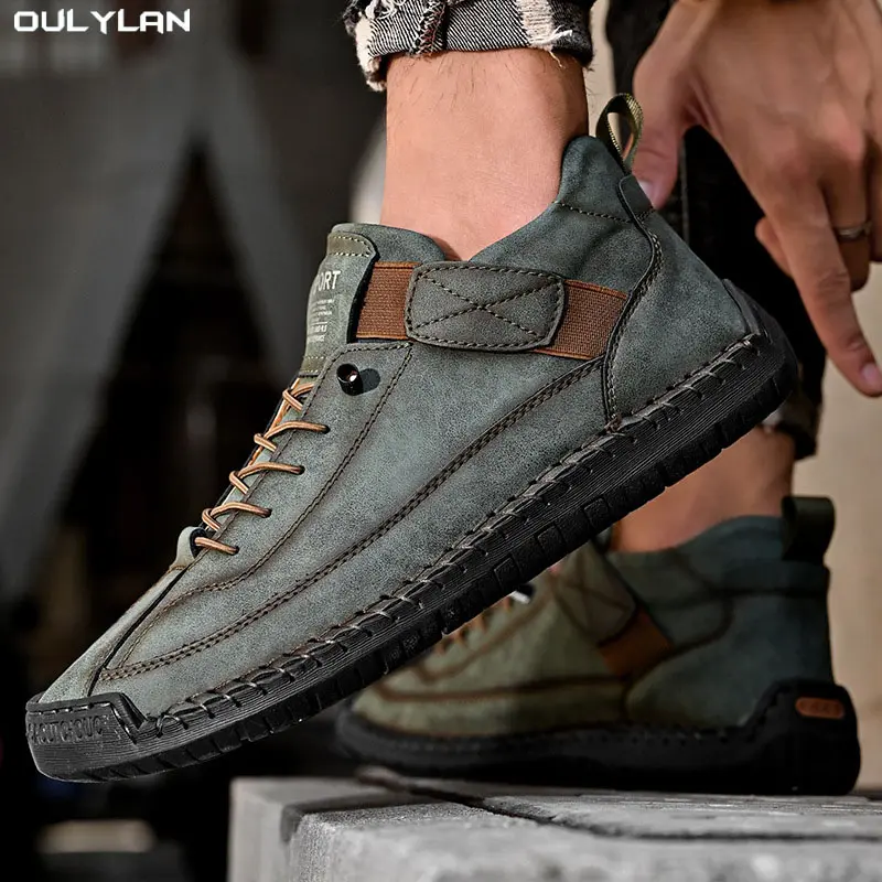 Low Top Large Size Outdoor Casual Shoes 2025 Hot-sale Men's Martin Boots Leather Workwear Stitched Men's Walking Footwear
