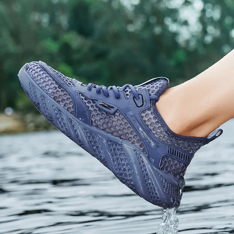 Fishing Wading Shoes Summer Thin Breathable Mesh Hollowed Shoes for Men's Lightweight Sneakers Outdoor Breathable Running Shoes