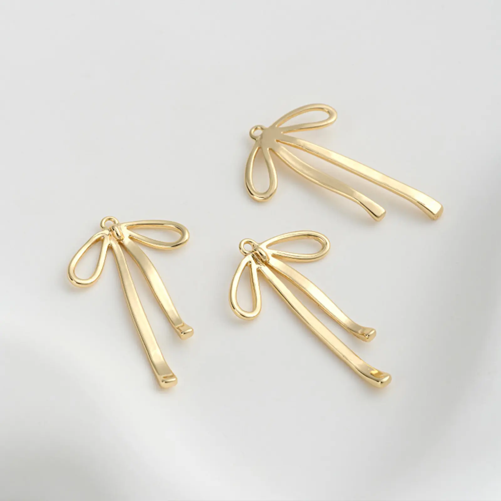 1 Piece Brass Charms Bowknot Hollow Clear Cubic Zirconia Golden Silver Color Metal Pendants DIY Earrings Necklace Jewelry Making