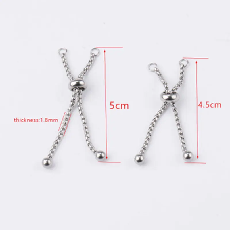 Stainless Steel Adjustable Rings Chains Connectors Accessories Findings For DIY Making Charms Jewelry 4.5cm-5cm Long,1 Piece