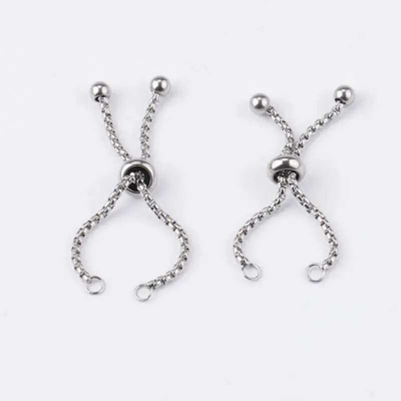 Stainless Steel Adjustable Rings Chains Connectors Accessories Findings For DIY Making Charms Jewelry 4.5cm-5cm Long,1 Piece