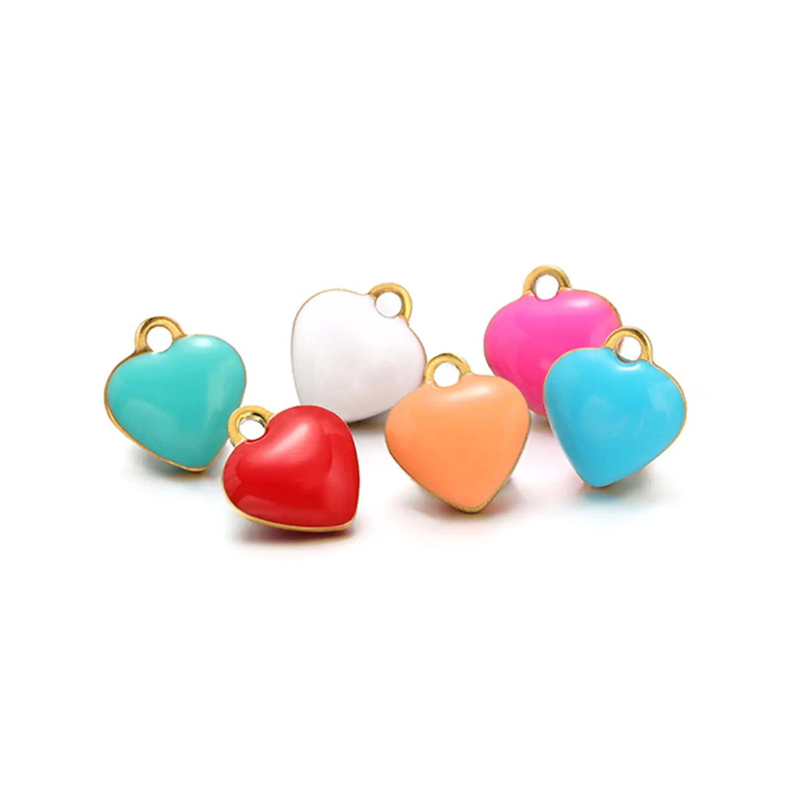 20 Piece 304 Stainless Steel Valentine's Day Charms Heart Double-sided Enamel Pendants For Necklace Earrings DIY Making Findings