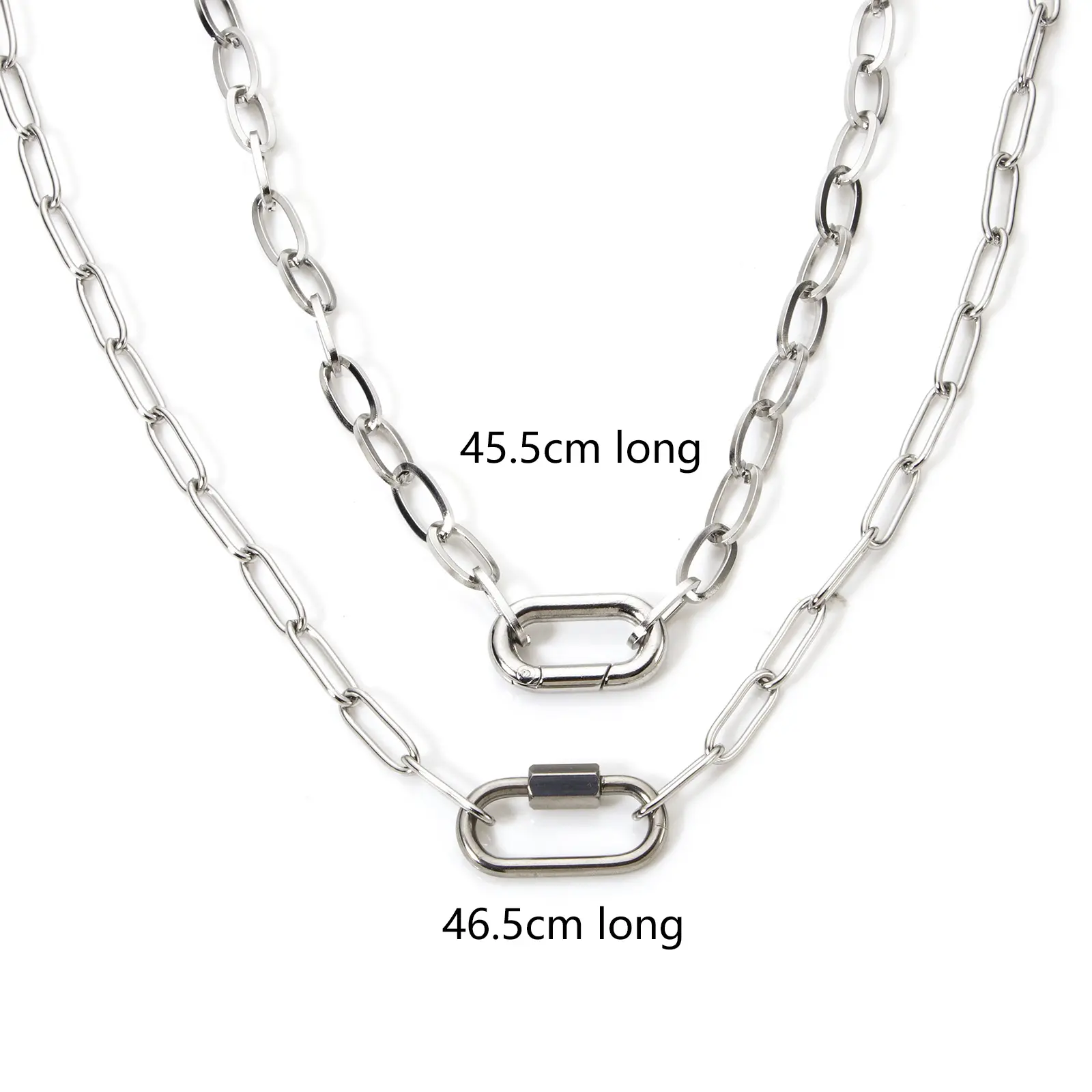 1 Piece 304 Stainless Steel Paperclip Link Chain Necklace For DIY Jewelry Making Oval Silver Color
Metal 46.5cm(18 2/8") long
