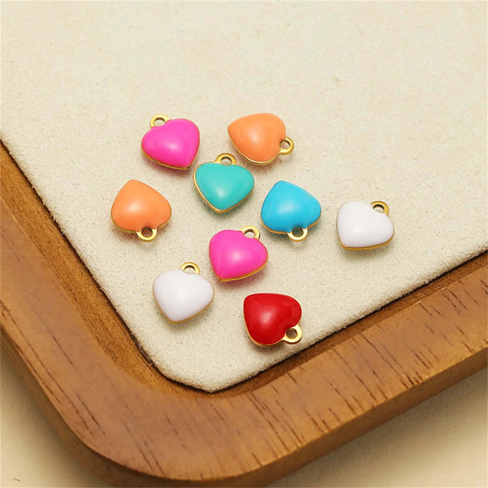 20 Piece 304 Stainless Steel Valentine's Day Charms Heart Double-sided Enamel Pendants For Necklace Earrings DIY Making Findings