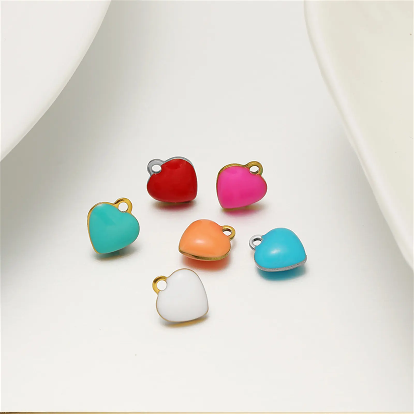 20 Piece 304 Stainless Steel Valentine's Day Charms Heart Double-sided Enamel Pendants For Necklace Earrings DIY Making Findings