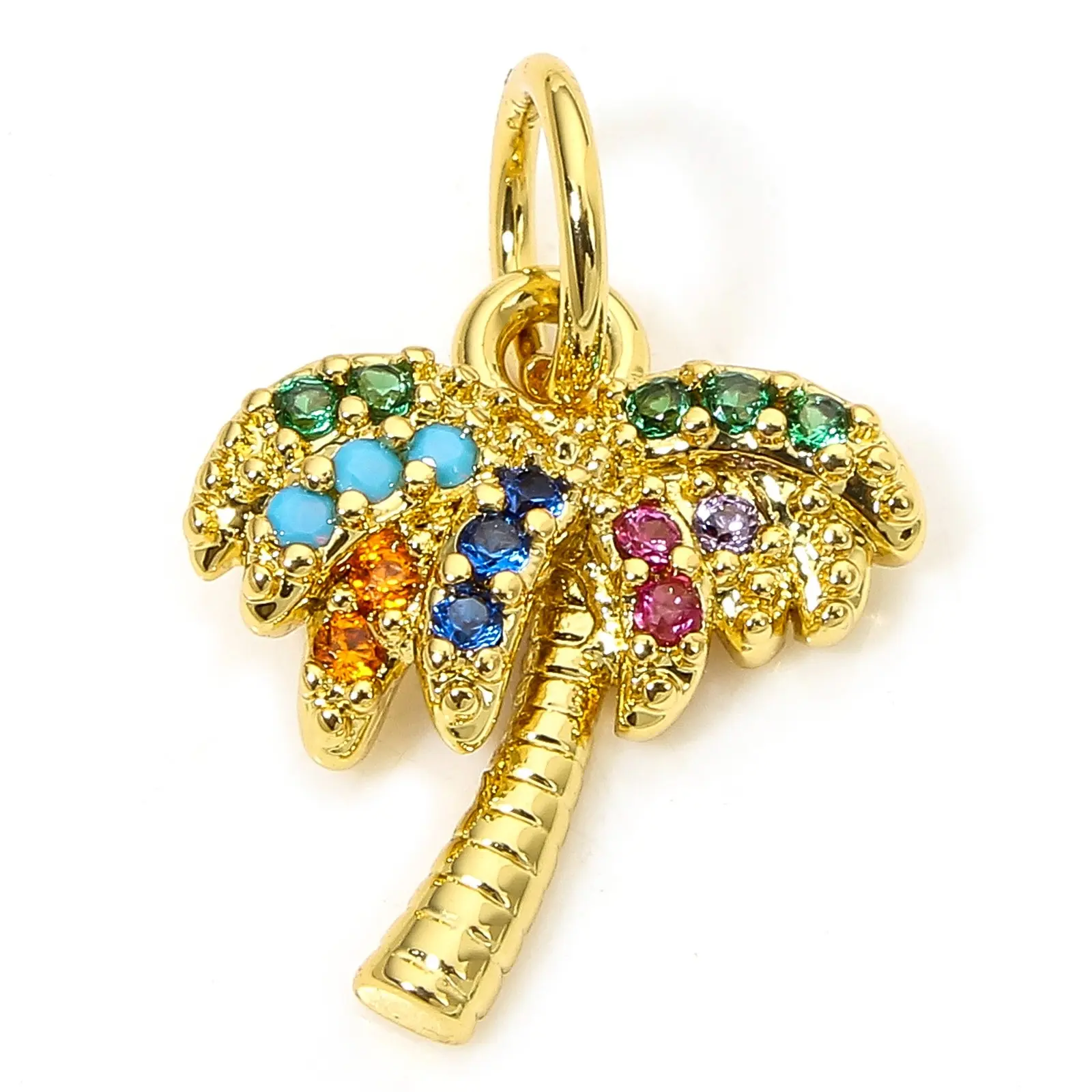 1 Piece Brass Ocean Charms 18K Real Gold Plated Cactus Coconut Palm Tree Slippers Pendants For Necklace DIY Jewelry Making