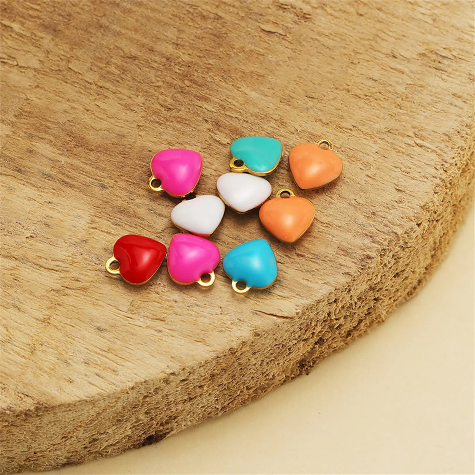 20 Piece 304 Stainless Steel Valentine's Day Charms Heart Double-sided Enamel Pendants For Necklace Earrings DIY Making Findings