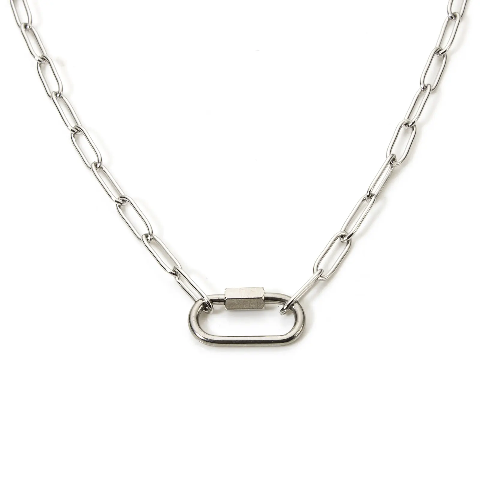 1 Piece 304 Stainless Steel Paperclip Link Chain Necklace For DIY Jewelry Making Oval Silver Color
Metal 46.5cm(18 2/8") long