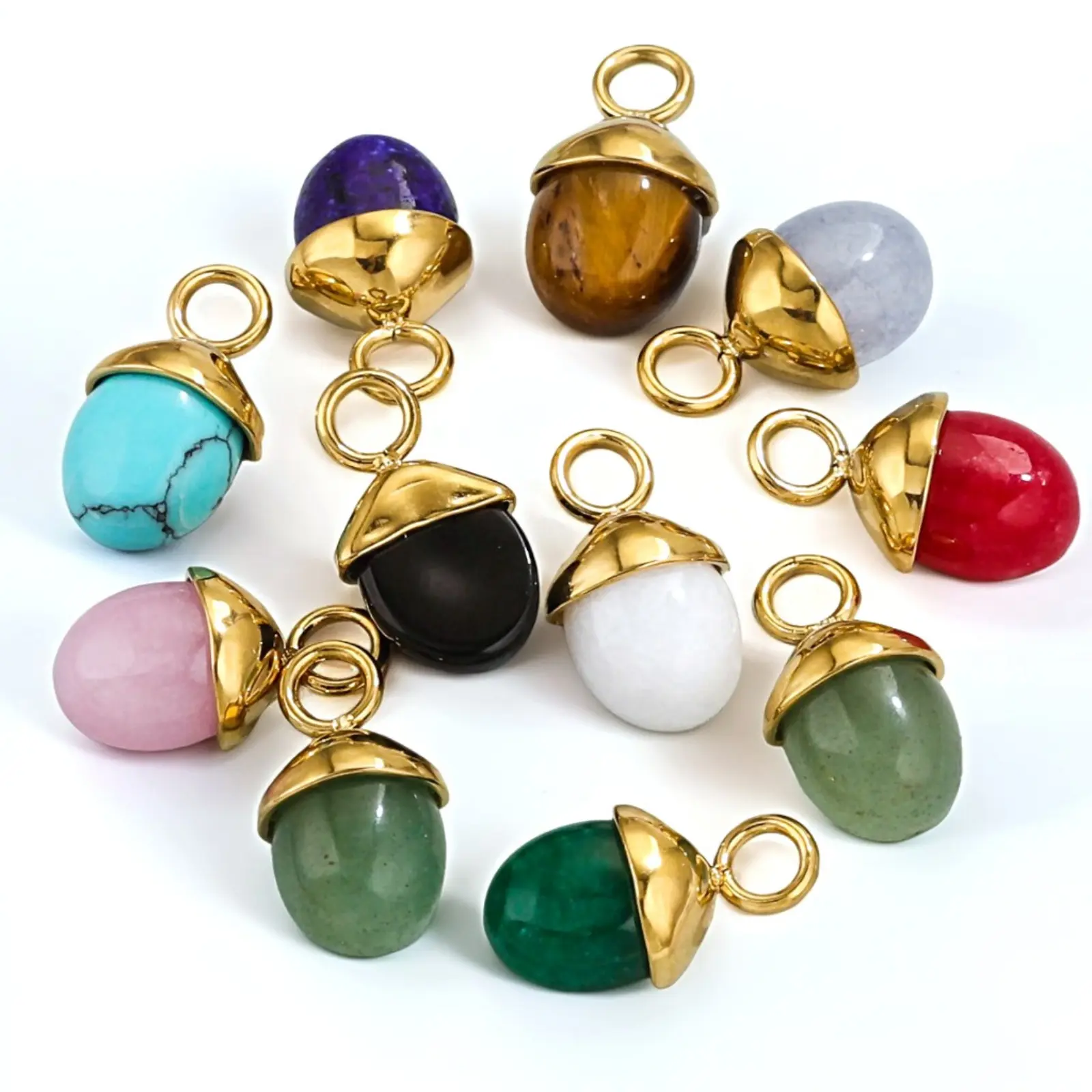 2 Piece 304 Stainless Steel Charms 18K Gold Plated Acorn Pendants For DIY Necklace Earrings Jewelry Making Findings 16mm x 9mm