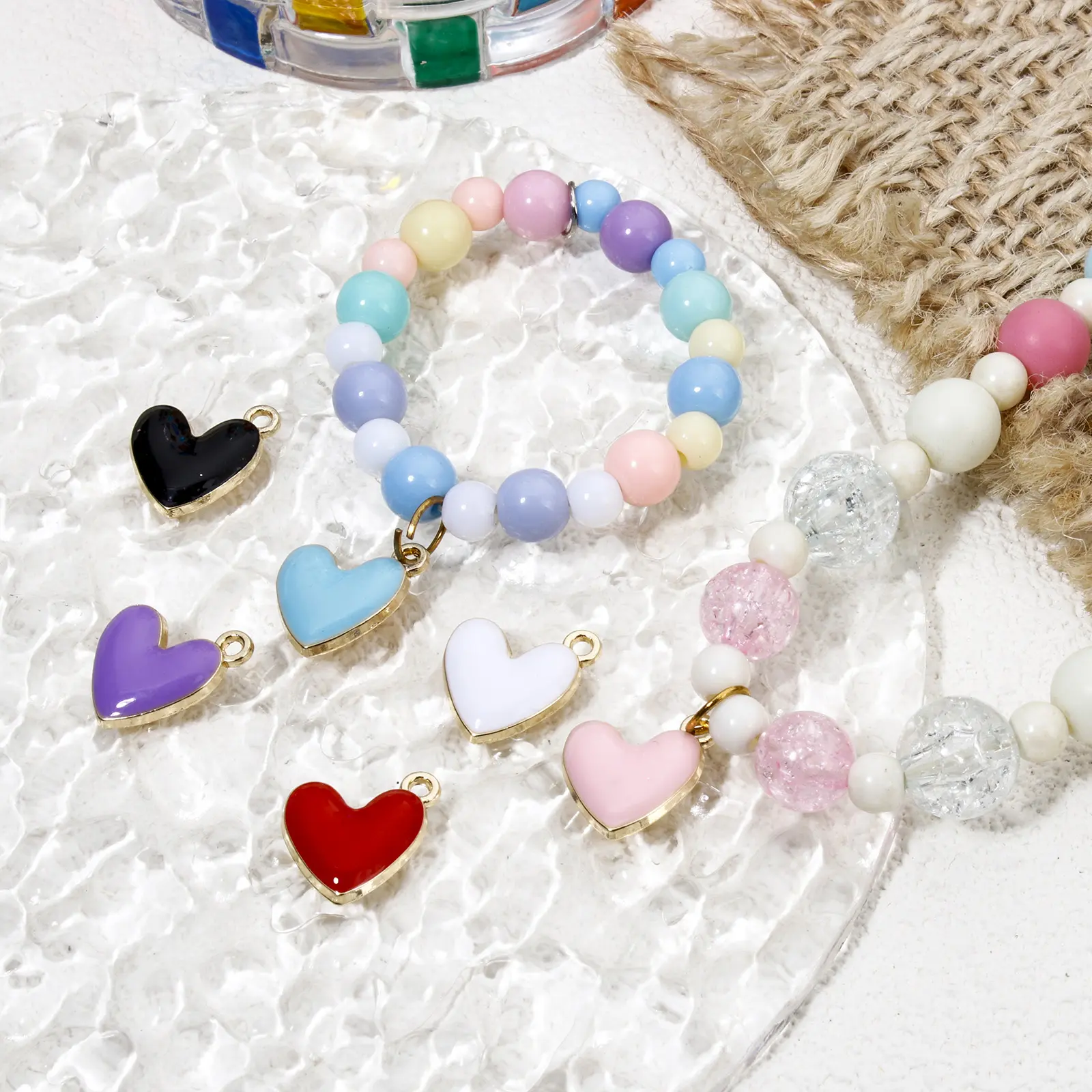 20 PCs Zinc Based Alloy Heart Valentine's Day Charms Gold Color Multicolor Enamel Metal Pendants For Jewelry Making 16mm x 15mm