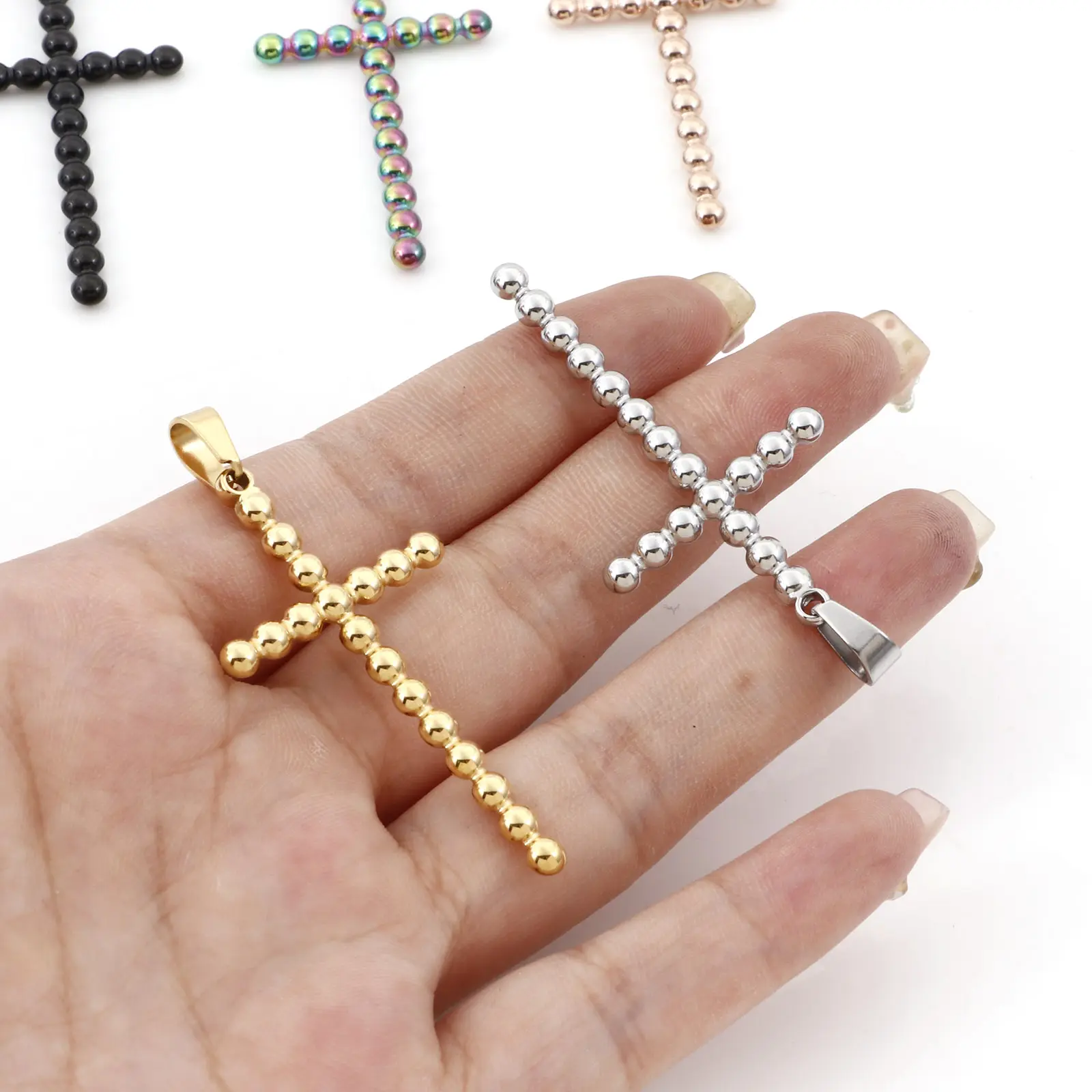 304 Stainless Steel Charms Religious Cross Pendants For DIY Making Necklace Bracelets Jewelry Findings 5.5cm x 2.5cm, 1 Piece