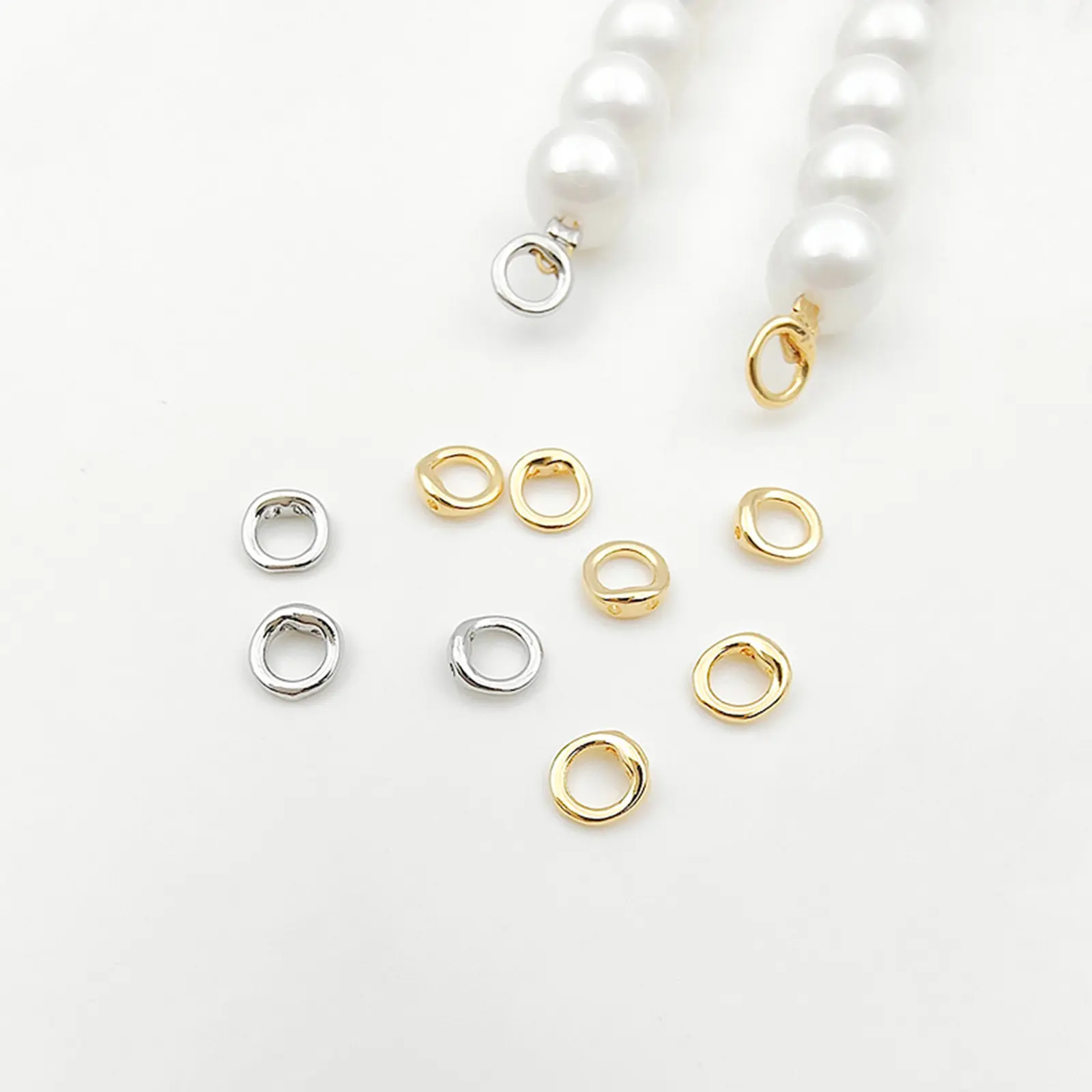 10pcs/20pcs Brass End Bead Tip Double Hole Connector Rings End Caps For Necklace Bracelet Jewelry Making Accessory 5.5mm Dia.