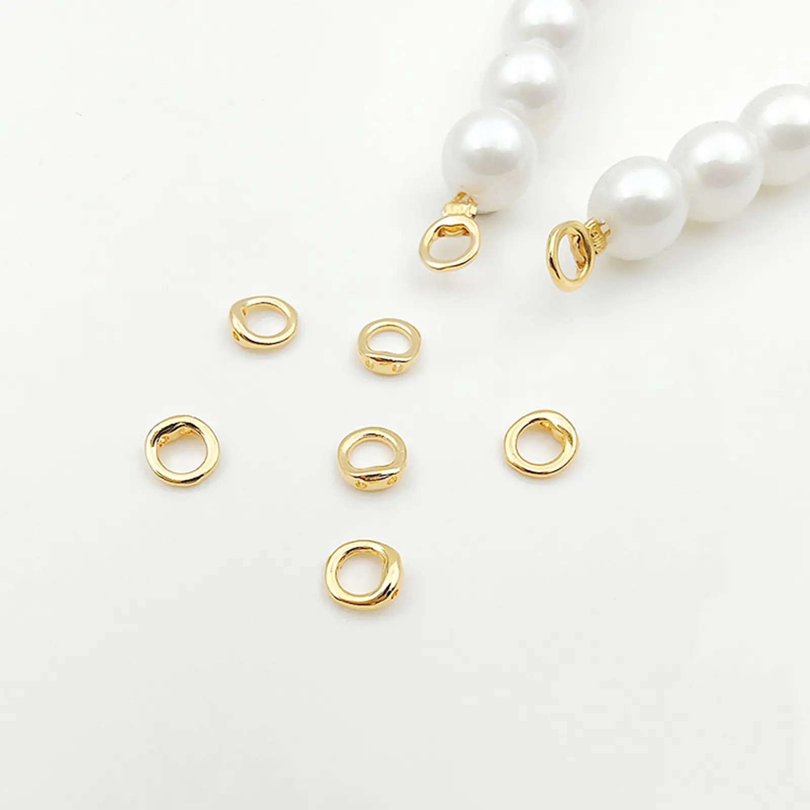 10pcs/20pcs Brass End Bead Tip Double Hole Connector Rings End Caps For Necklace Bracelet Jewelry Making Accessory 5.5mm Dia.