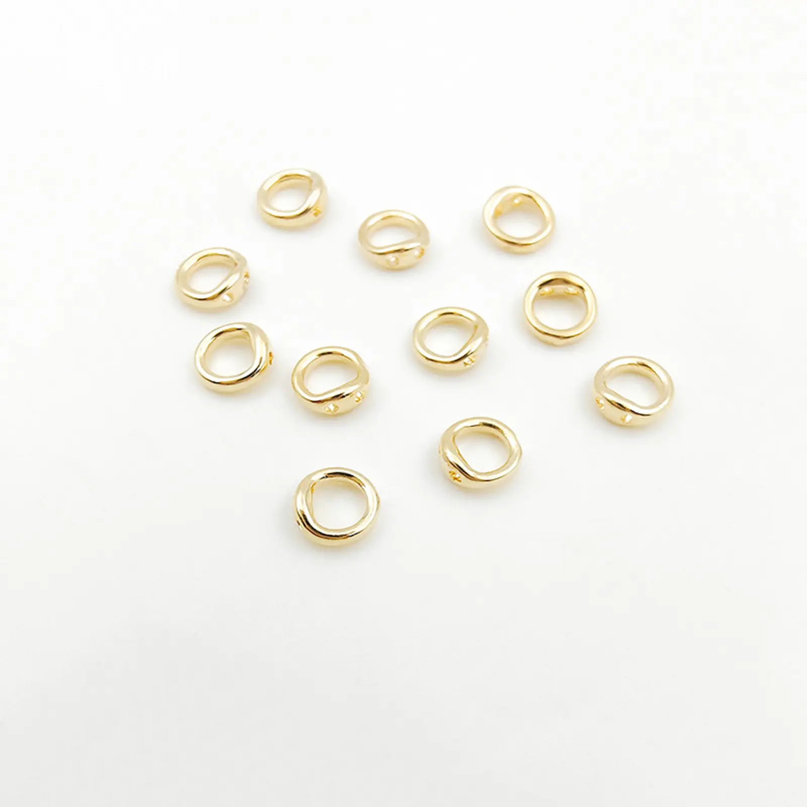 10pcs/20pcs Brass End Bead Tip Double Hole Connector Rings End Caps For Necklace Bracelet Jewelry Making Accessory 5.5mm Dia.