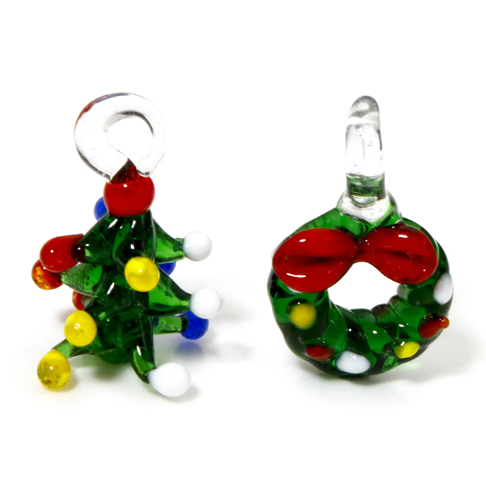 1 Piece 3D Lampwork Glass Pendants Green Christmas Tree for DIY Jewelry Making Accessories or New Year Decor Christmas Ornaments