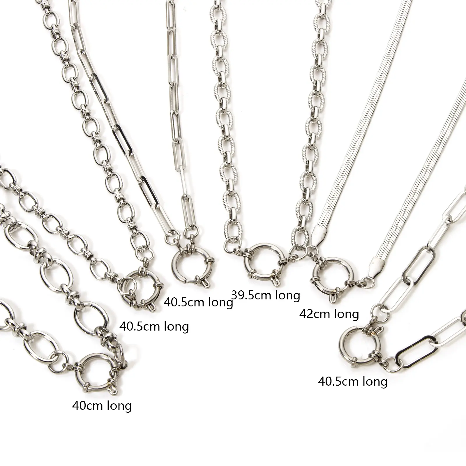 1 Piece 304 Stainless Steel Necklace For DIY Jewelry Making Silver Color With Spring Ring Clasp For Women Men Party Fashion Gift