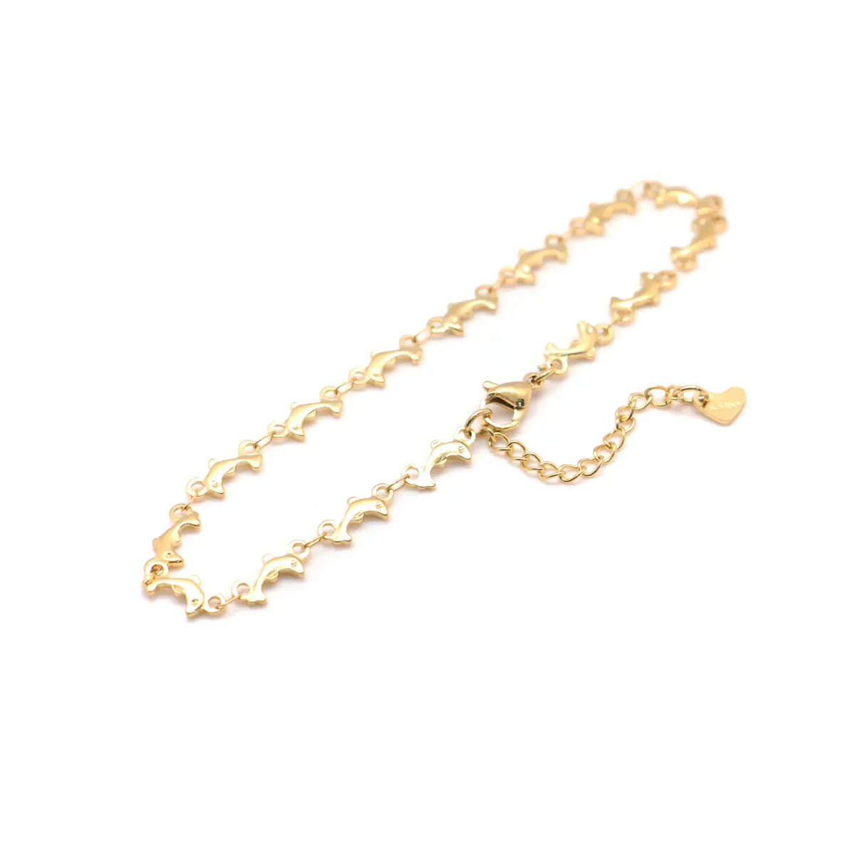 304 Stainless Steel Ocean Dolphin Anklet Gold Color Charms Anklets For Women Leg Chain Barefoot 22.3cm(8 6/8") long,1 Piece