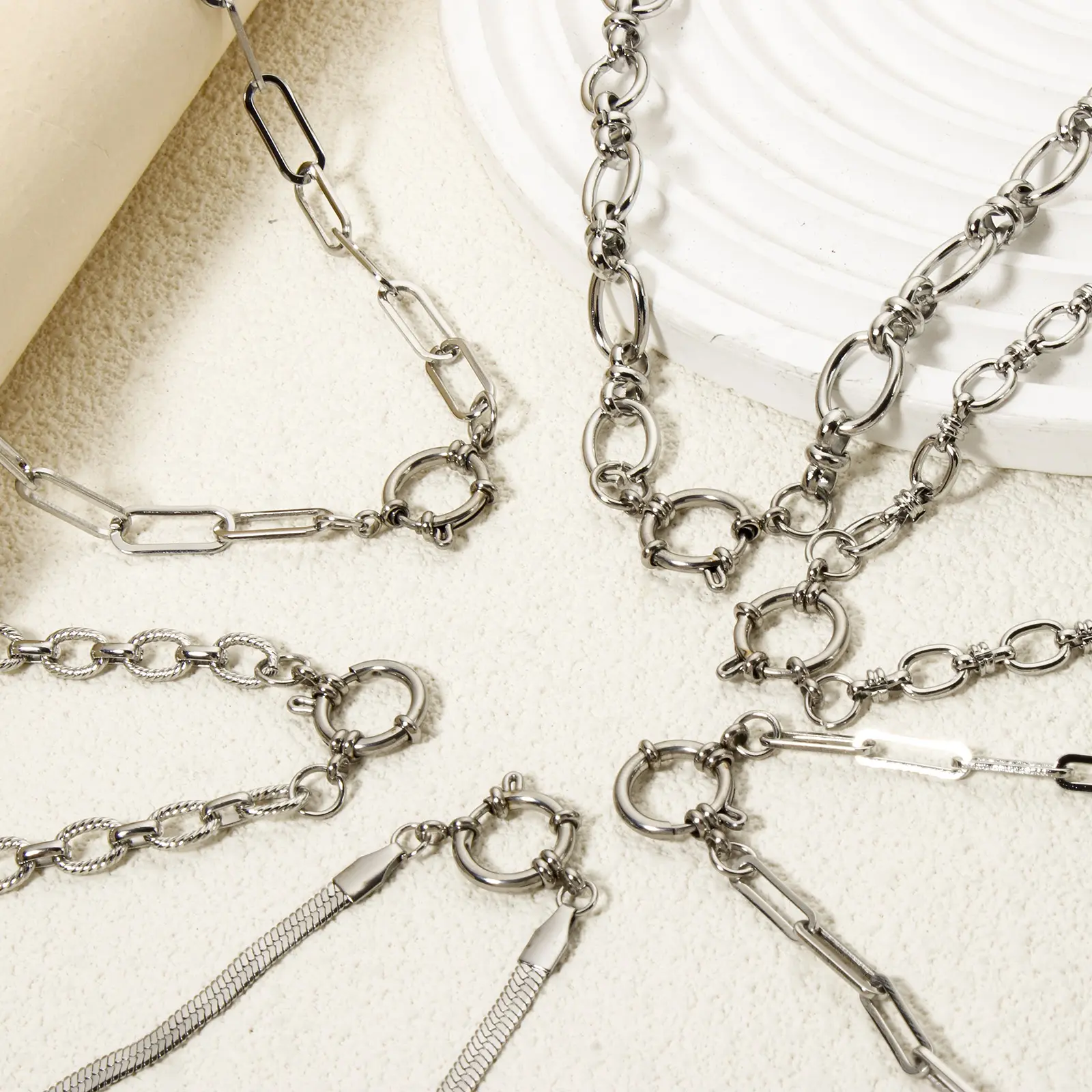 1 Piece 304 Stainless Steel Necklace For DIY Jewelry Making Silver Color With Spring Ring Clasp For Women Men Party Fashion Gift