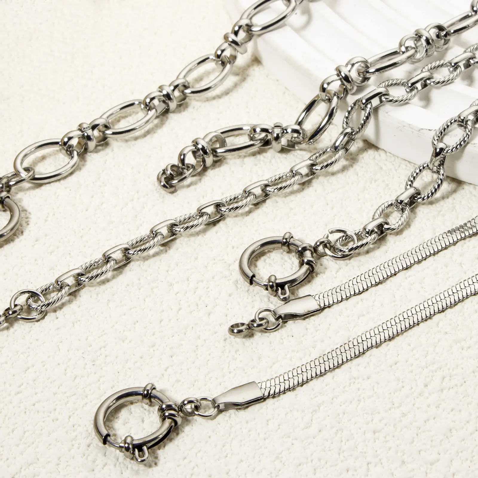 1 Piece 304 Stainless Steel Necklace For DIY Jewelry Making Silver Color With Spring Ring Clasp For Women Men Party Fashion Gift