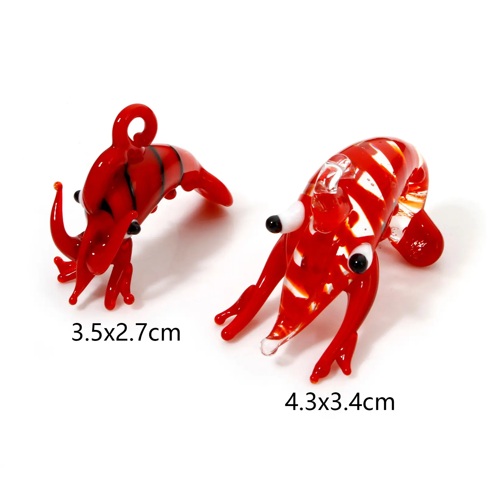 1PCs Red Lobster Lampwork Glass Pendant Charms DIY Making Necklace Jewelry Tiny Statue Ornaments Aquarium Decor Accessories