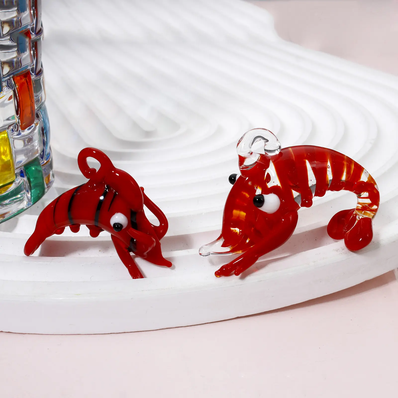 1PCs Red Lobster Lampwork Glass Pendant Charms DIY Making Necklace Jewelry Tiny Statue Ornaments Aquarium Decor Accessories