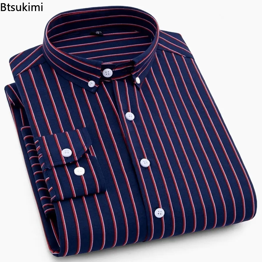 High Quality New Men's Long-sleeved Dress Shirts Fashion Slim Business Casual Formal Shirts Spring Autumn Male Blouses Oversized