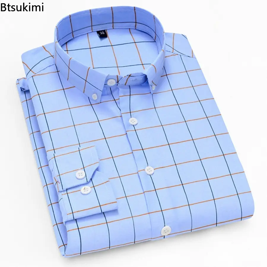 High Quality New Men's Long-sleeved Dress Shirts Fashion Slim Business Casual Formal Shirts Spring Autumn Male Blouses Oversized