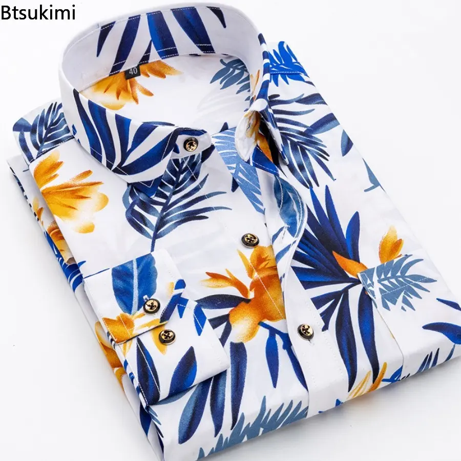 High Quality New Men's Long-sleeved Dress Shirts Fashion Slim Business Casual Formal Shirts Spring Autumn Male Blouses Oversized