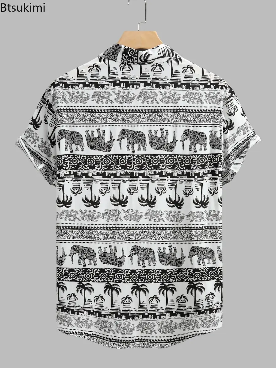 2025 New Men's Pure Cotton Short Sleeve Shirts Fashion Hawaiian Style Casual Printed Shirts Summer Beach Vacation Blouse for Men