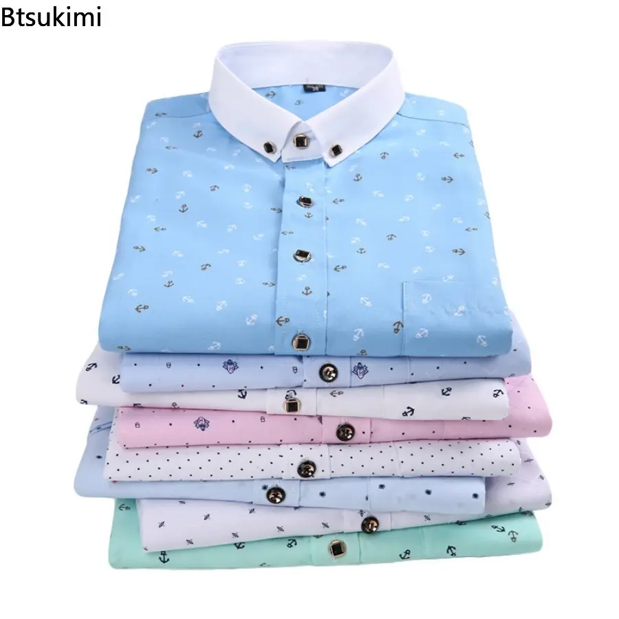 High Quality New Men's Long-sleeved Dress Shirts Fashion Slim Business Casual Formal Shirts Spring Autumn Male Blouses Oversized