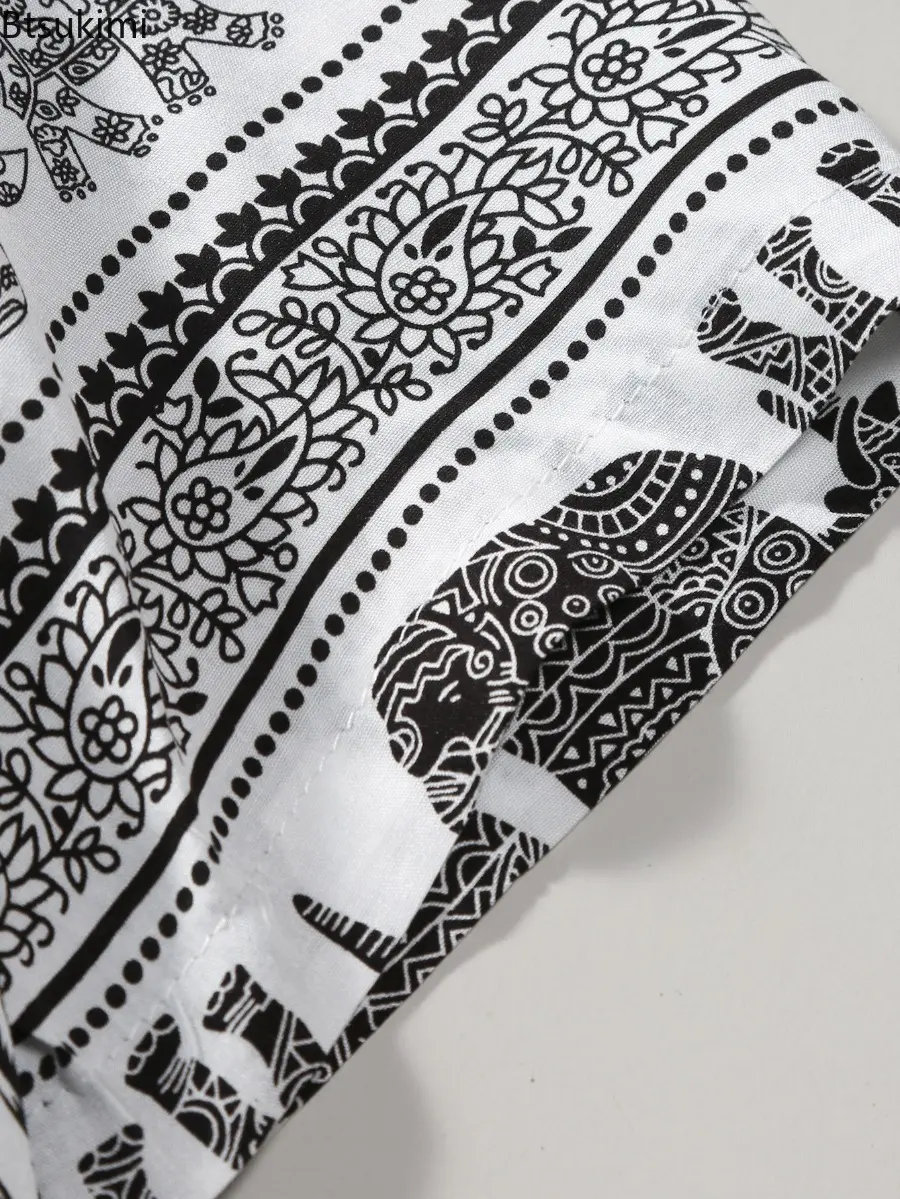 2025 New Men's Pure Cotton Short Sleeve Shirts Fashion Hawaiian Style Casual Printed Shirts Summer Beach Vacation Blouse for Men