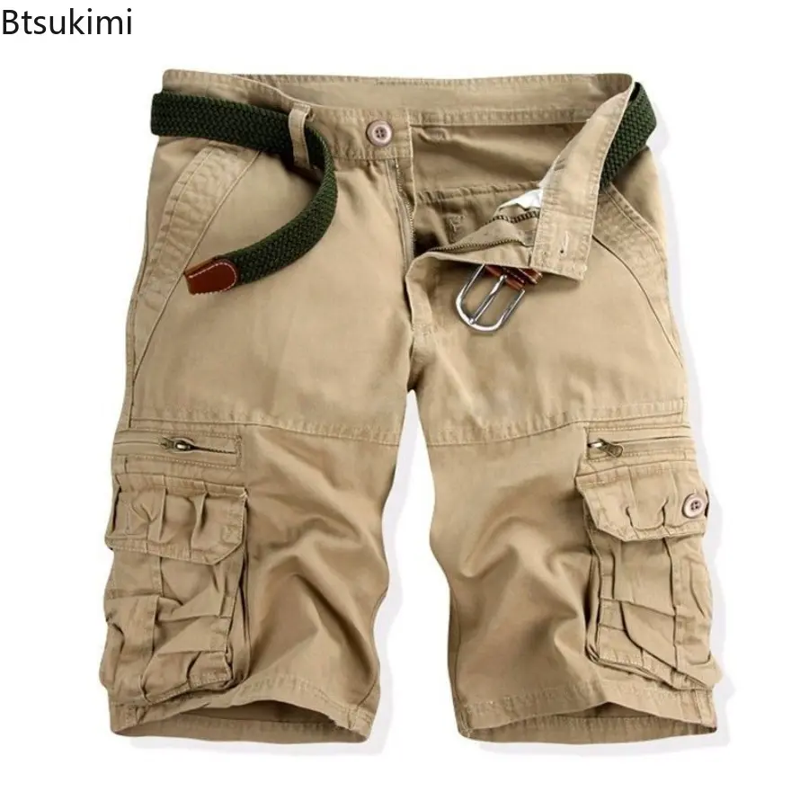 New 2025 Men's Cotton Cargo Shorts Summer Casual Shorts Mens Multi Pocket Knee Length Pant Fashion Streetwear Shorts for Men
